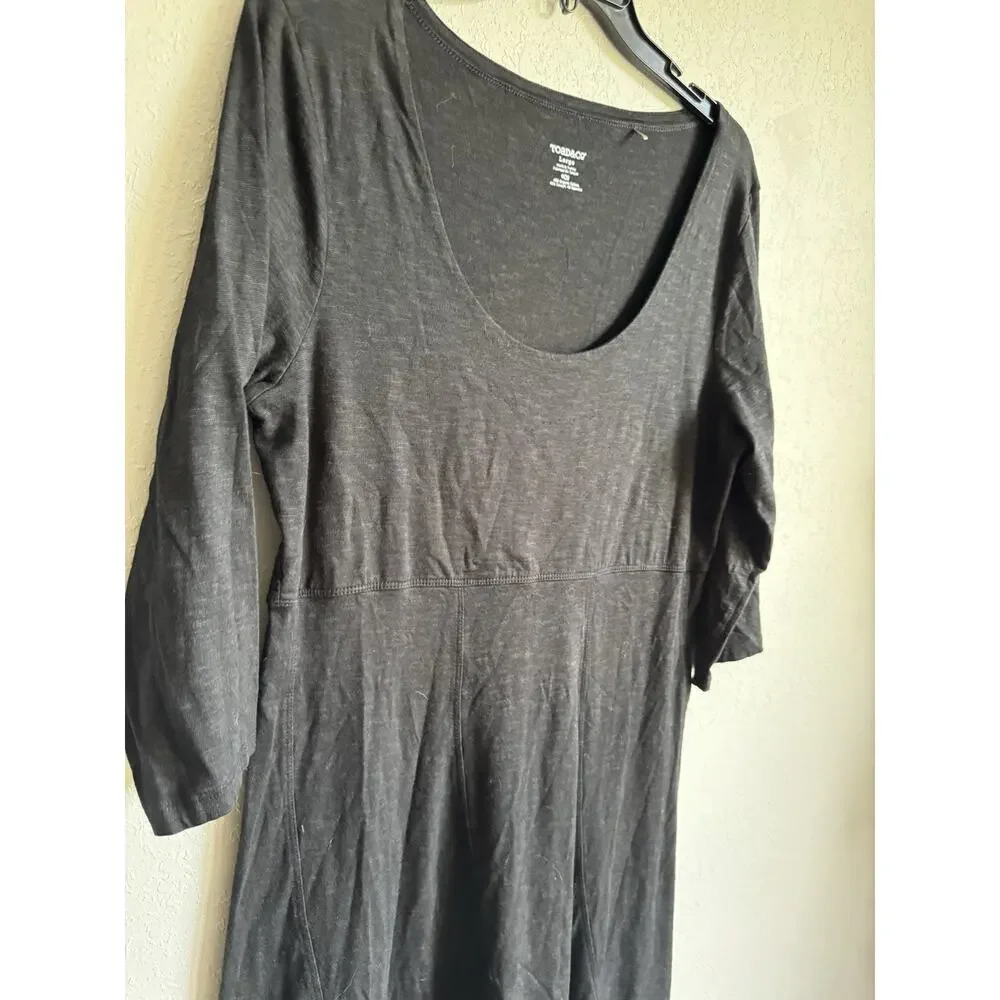 Toad & Co Black Organic Cotton Blend Athletic A-Line Dress Womens L Minimalist